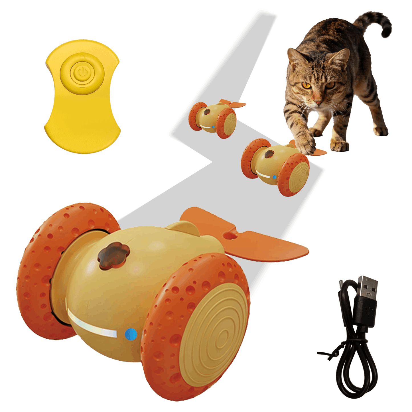 Interactive Moving Mouse Cat Toy with LED Lights – Rechargeable Automatic Toy