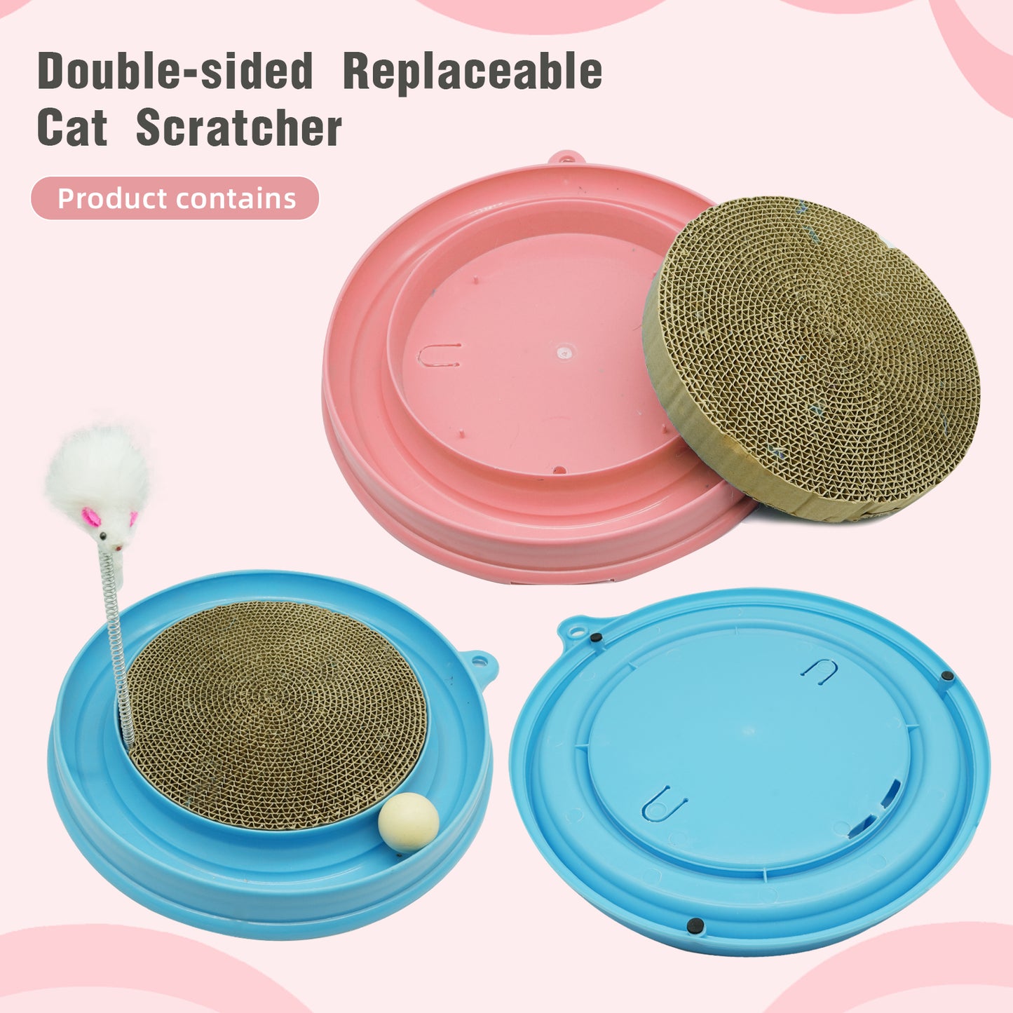 Cat Round Scratcher,3 In 1 Interactive Kitten Toys