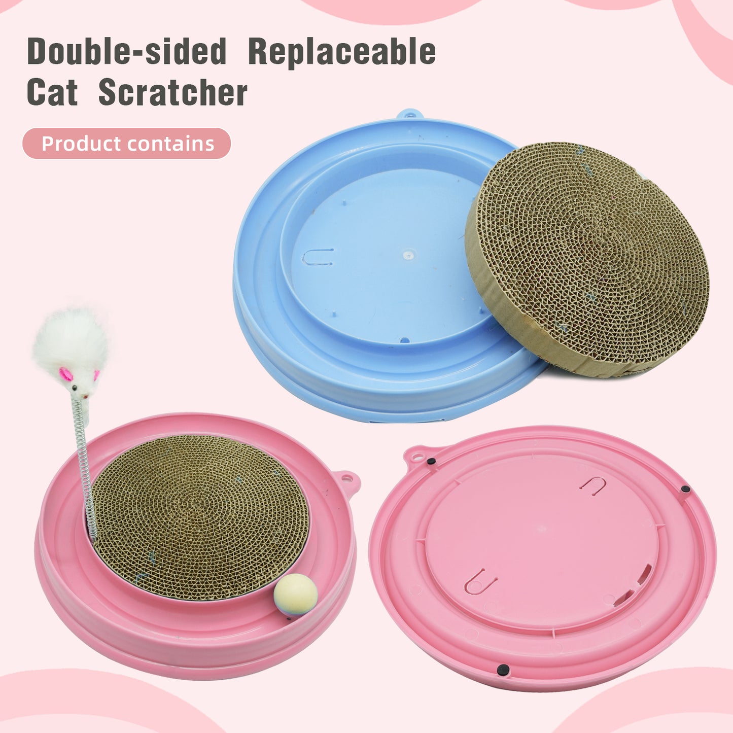 Cat Round Scratcher,3 In 1 Interactive Kitten Toys