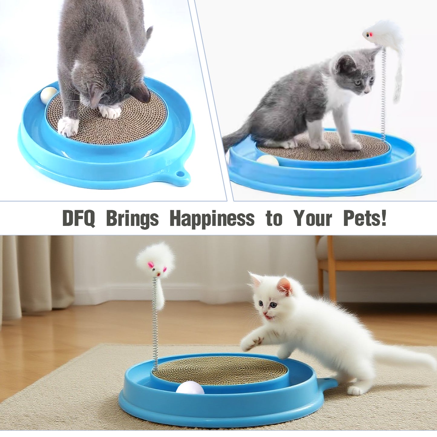 Cat Round Scratcher,3 In 1 Interactive Kitten Toys