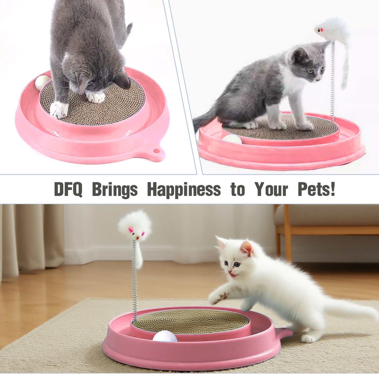 Cat Round Scratcher,3 In 1 Interactive Kitten Toys