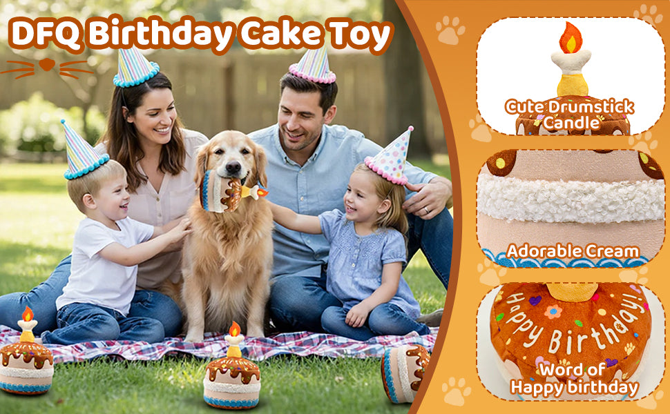 Squeaky Plush Birthday Cake Dog Toy