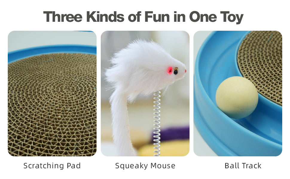 Cat Round Scratcher,3 In 1 Interactive Kitten Toys