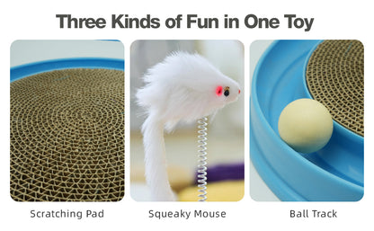 Cat Round Scratcher,3 In 1 Interactive Kitten Toys