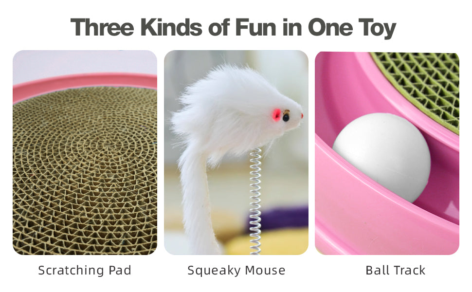 Cat Round Scratcher,3 In 1 Interactive Kitten Toys