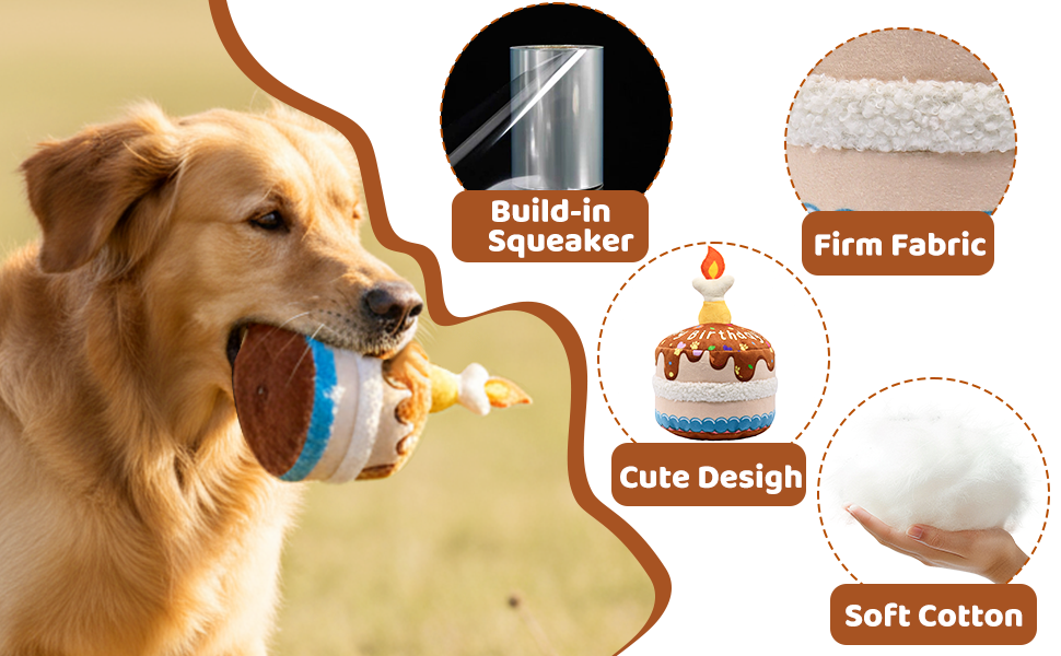 Squeaky Plush Birthday Cake Dog Toy