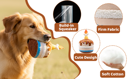 Squeaky Plush Birthday Cake Dog Toy