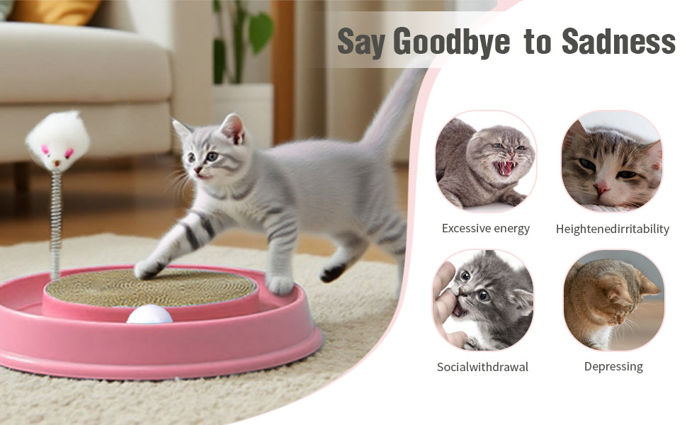 Cat Round Scratcher,3 In 1 Interactive Kitten Toys