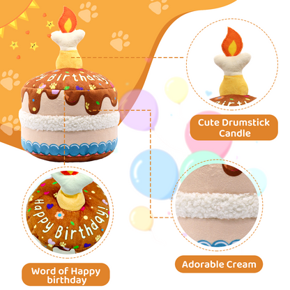 Squeaky Plush Birthday Cake Dog Toy