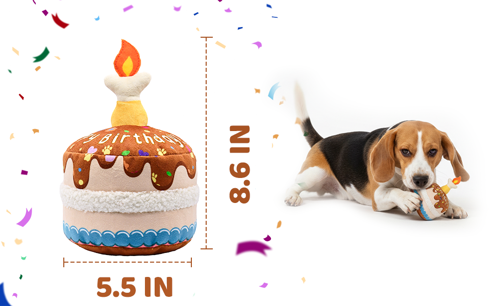 Squeaky Plush Birthday Cake Dog Toy
