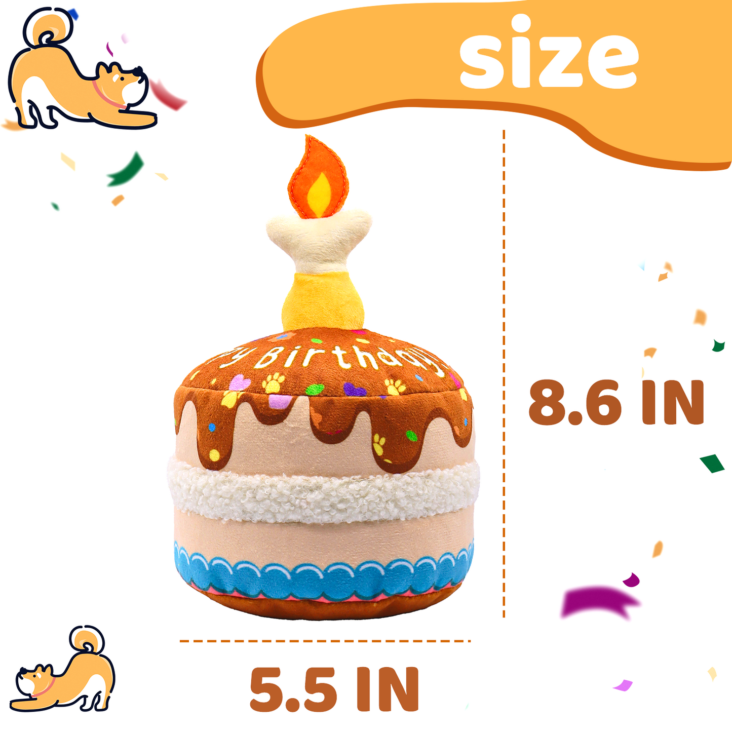Squeaky Plush Birthday Cake Dog Toy