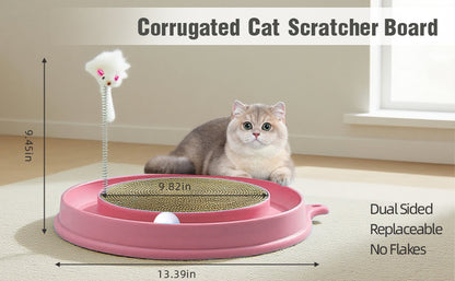 Cat Round Scratcher,3 In 1 Interactive Kitten Toys