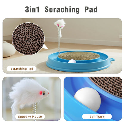 Cat Round Scratcher,3 In 1 Interactive Kitten Toys