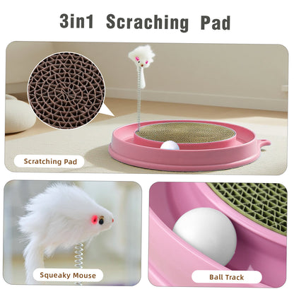 Cat Round Scratcher,3 In 1 Interactive Kitten Toys