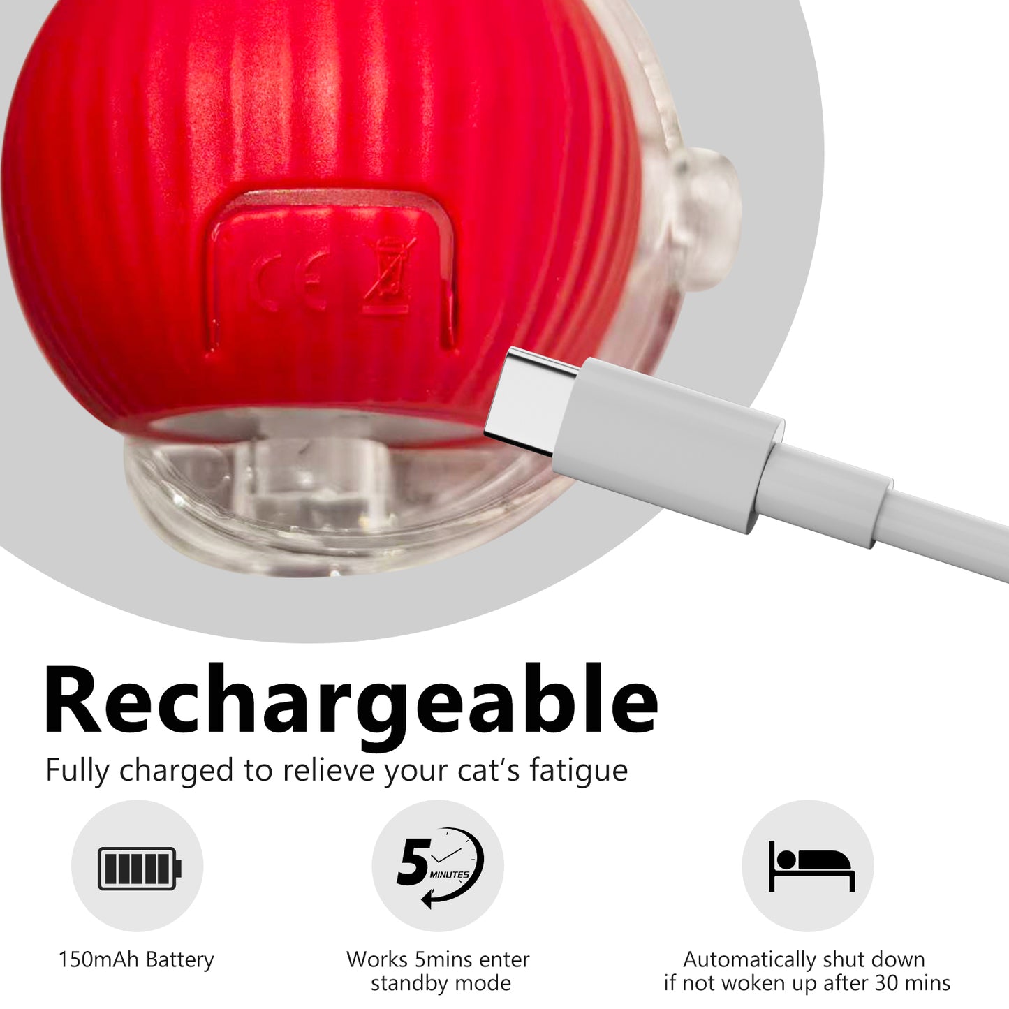 2-Pack Automatic Rolling Cat Ball Toy with Feather Tail - 3 Modes