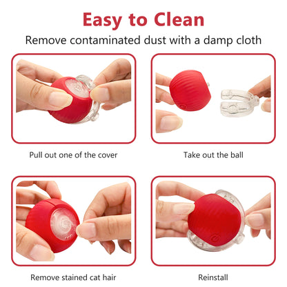 2-Pack Automatic Rolling Cat Ball Toy with Feather Tail - 3 Modes