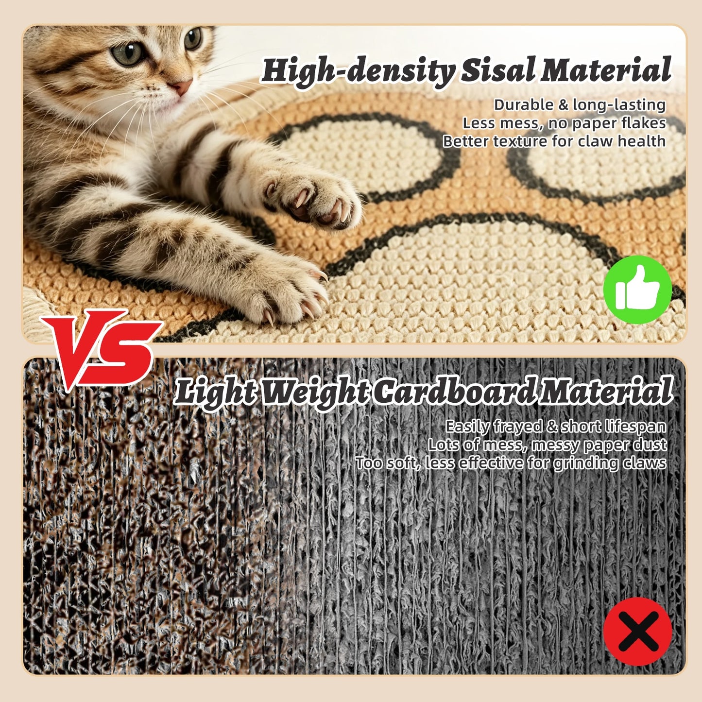 3-in-1 Sisal Cat Scratcher with Ball Track & Spring Toy for Indoor Cats