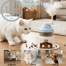 Interactive Cat Slow Feeder Puzzle Toy with Feather Teaser