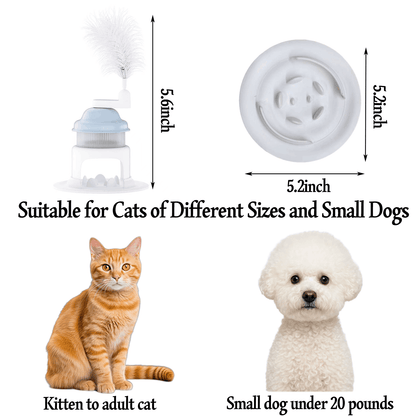 Interactive Cat Slow Feeder Puzzle Toy with Feather Teaser