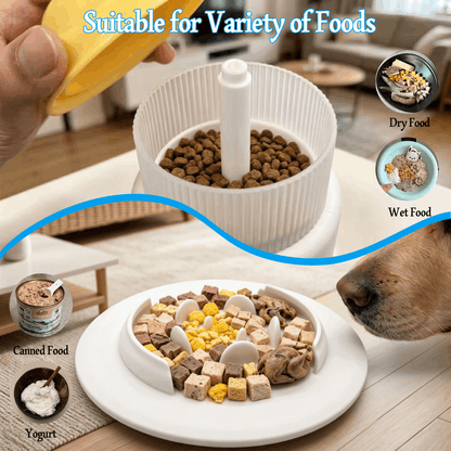 Interactive Cat Slow Feeder Puzzle Toy with Feather Teaser