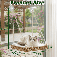 Handwoven Cat Window Perch Hammock Bed with Suction Cups & Washable Cushion