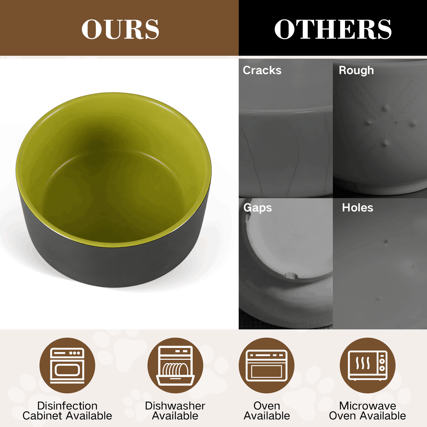 Ceramic Dog and Cat Bowl Set with Wooden Stand, Elevated Feeding Bowls for Cats & Small Dogs