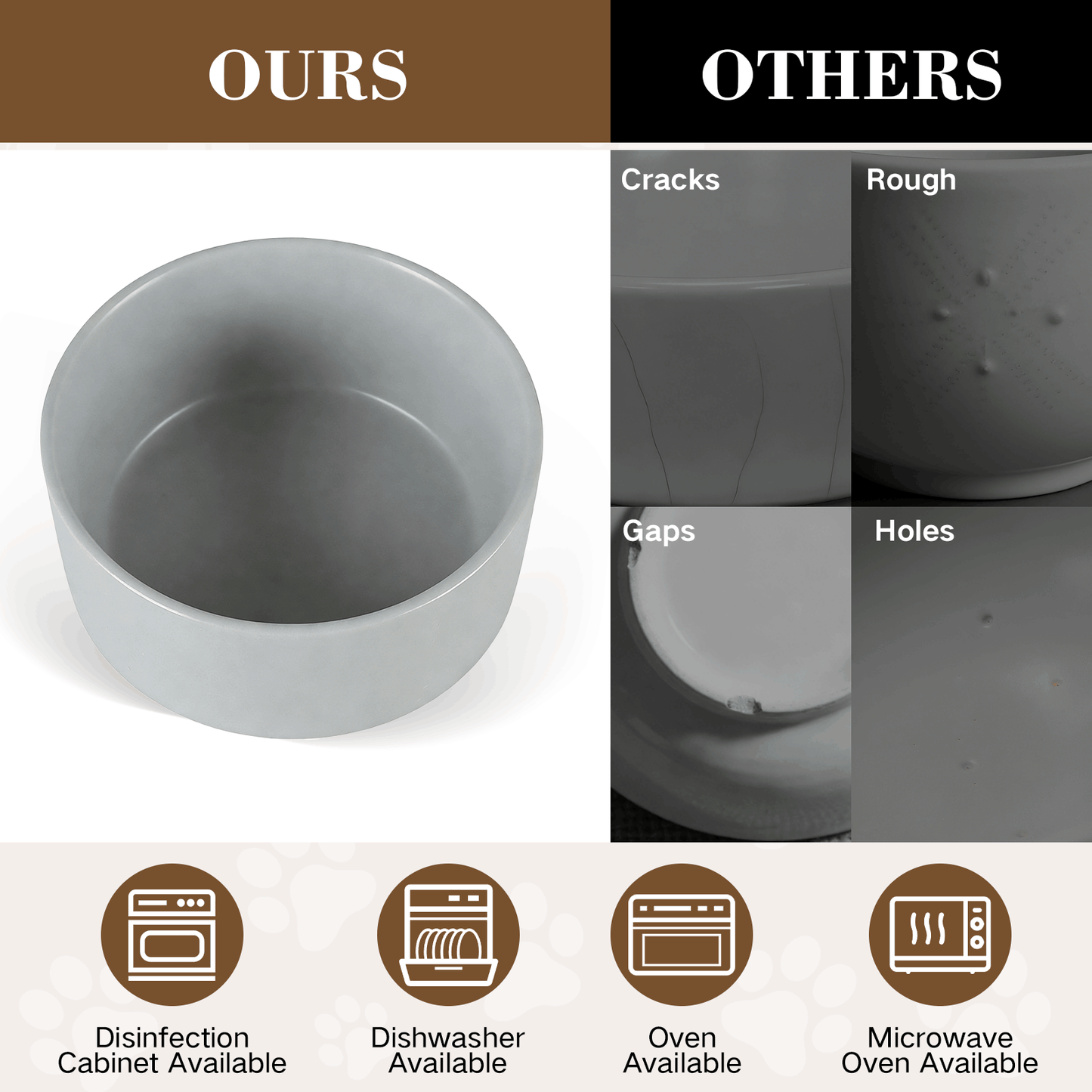 Ceramic Dog and Cat Bowl Set with Wooden Stand, Elevated Feeding Bowls for Cats & Small Dogs