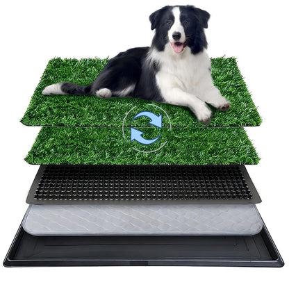 Dog Grass Pad with Tray – Artificial Turf Potty System for Dogs, Indoor & Outdoor Pet Toilet for Apartments & Balconies