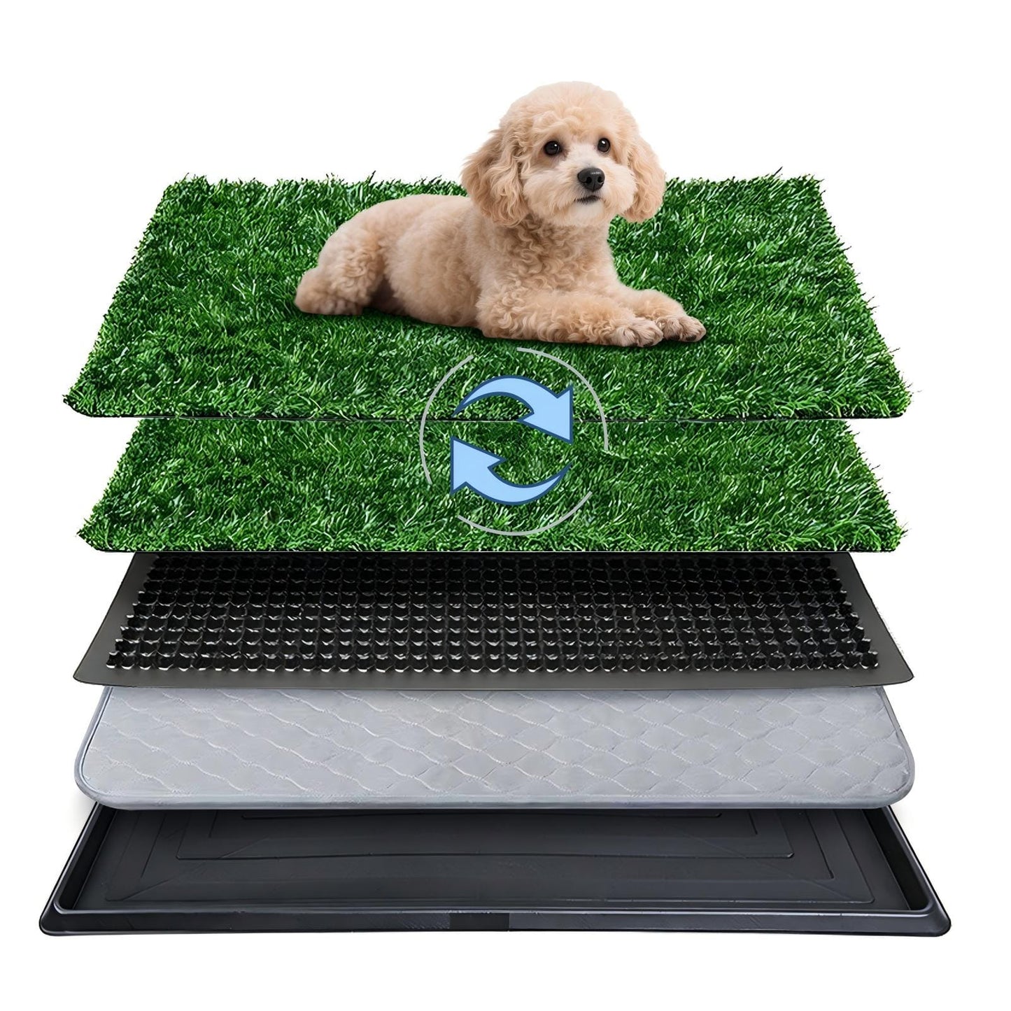 Dog Grass Pad with Tray – Artificial Turf Potty System for Dogs, Indoor & Outdoor Pet Toilet for Apartments & Balconies
