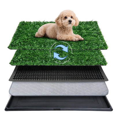 Dog Grass Pad with Tray – Artificial Turf Potty System for Dogs, Indoor & Outdoor Pet Toilet for Apartments & Balconies
