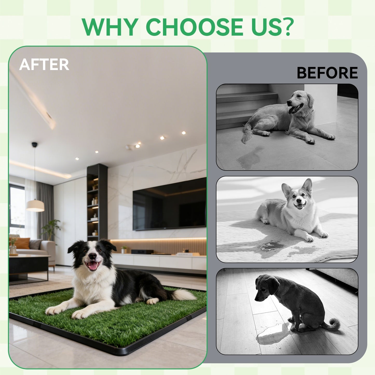 Dog Grass Pad with Tray – Artificial Turf Potty System for Dogs, Indoor & Outdoor Pet Toilet for Apartments & Balconies