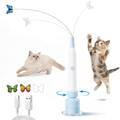 Interactive Electric Cat Wand Toy with Butterfly for Indoor Cats – Rechargeable Motion Activated Teaser