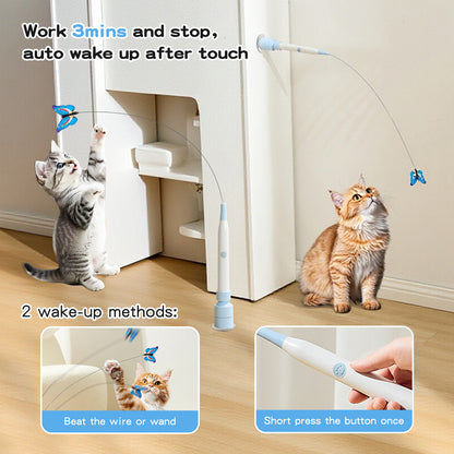 Interactive Electric Cat Wand Toy with Butterfly for Indoor Cats – Rechargeable Motion Activated Teaser