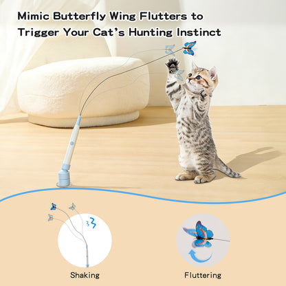 Interactive Electric Cat Wand Toy with Butterfly for Indoor Cats – Rechargeable Motion Activated Teaser