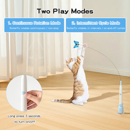 Interactive Electric Cat Wand Toy with Butterfly for Indoor Cats – Rechargeable Motion Activated Teaser