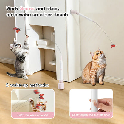Interactive Electric Cat Wand Toy with Butterfly for Indoor Cats – Rechargeable Motion Activated Teaser