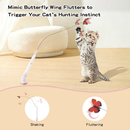 Interactive Electric Cat Wand Toy with Butterfly for Indoor Cats – Rechargeable Motion Activated Teaser