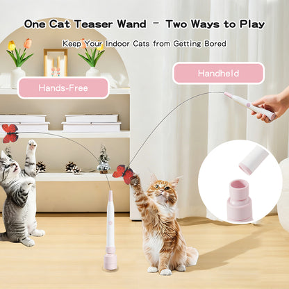 Interactive Electric Cat Wand Toy with Butterfly for Indoor Cats – Rechargeable Motion Activated Teaser