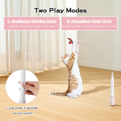 Interactive Electric Cat Wand Toy with Butterfly for Indoor Cats – Rechargeable Motion Activated Teaser