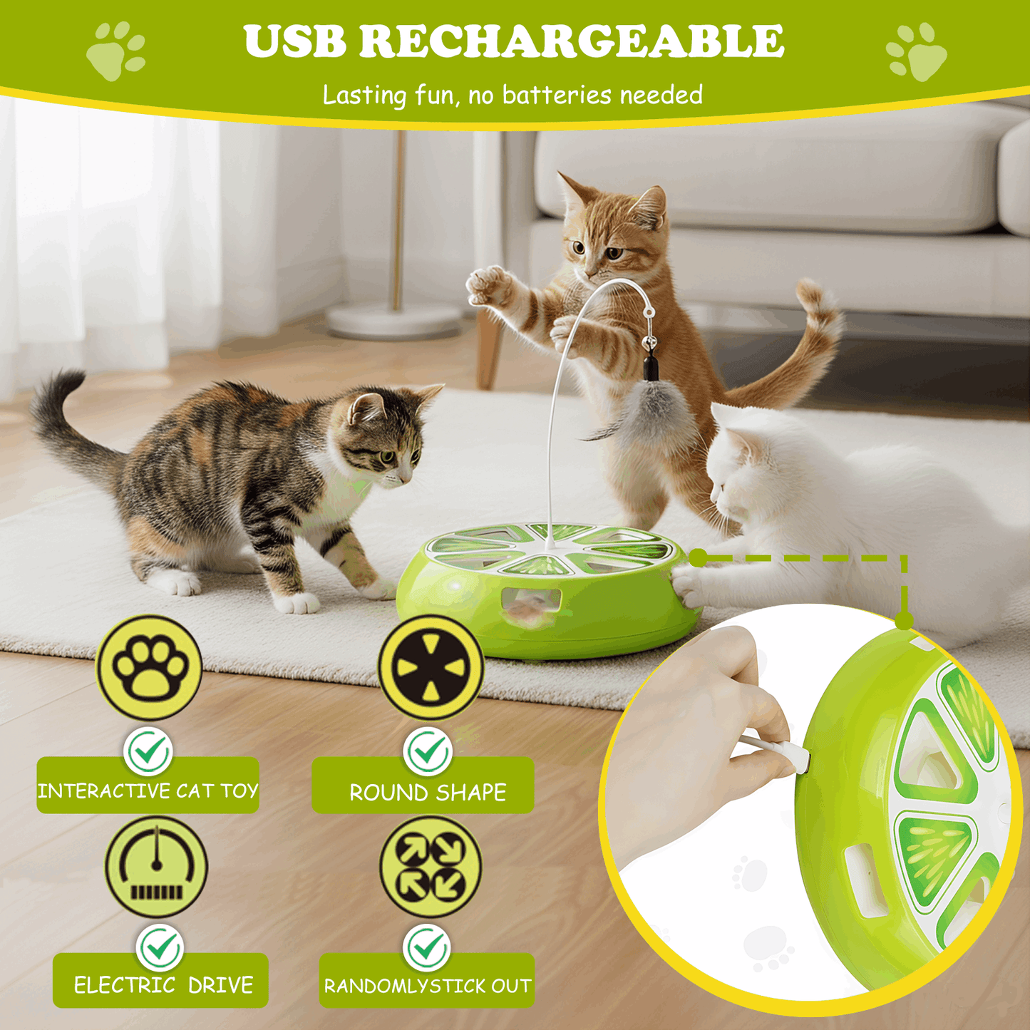 Interactive Hide-and-Seek Cat Toy with Moving Feather – Rechargeable Hunting Toy