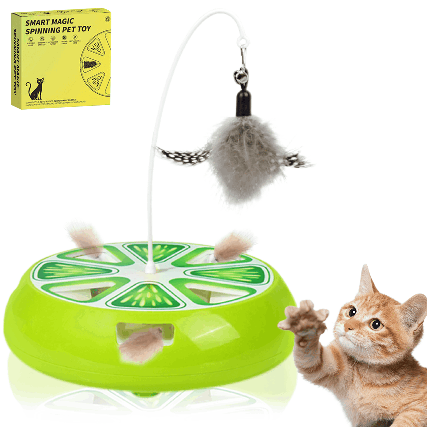 Interactive Hide-and-Seek Cat Toy with Moving Feather – Rechargeable Hunting Toy
