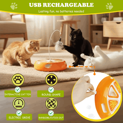 Interactive Hide-and-Seek Cat Toy with Moving Feather – Rechargeable Hunting Toy