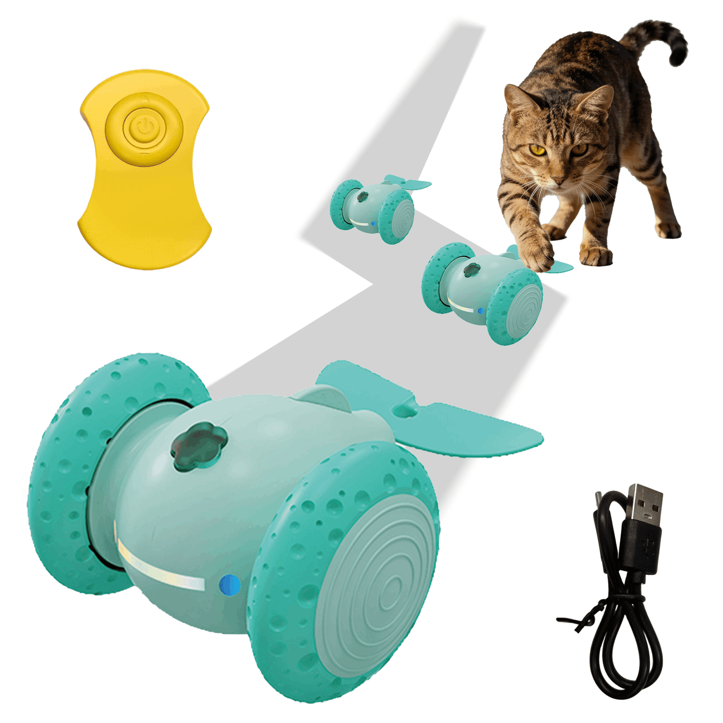 Interactive Moving Mouse Cat Toy with LED Lights – Rechargeable Automatic Toy