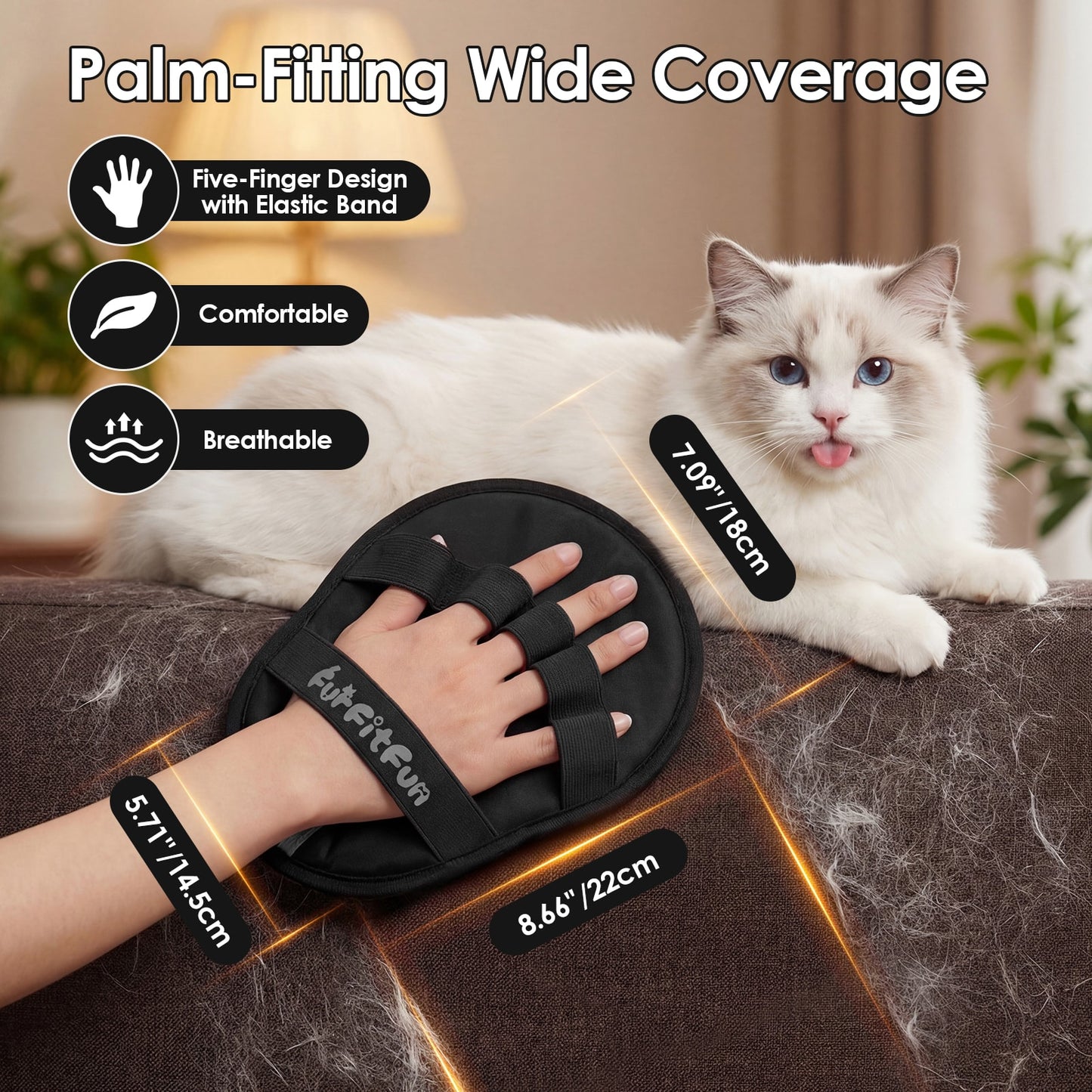 Pet Hair Removal Glove for Cats & Dogs – Reusable Grooming Mitt for Furniture & Carpet