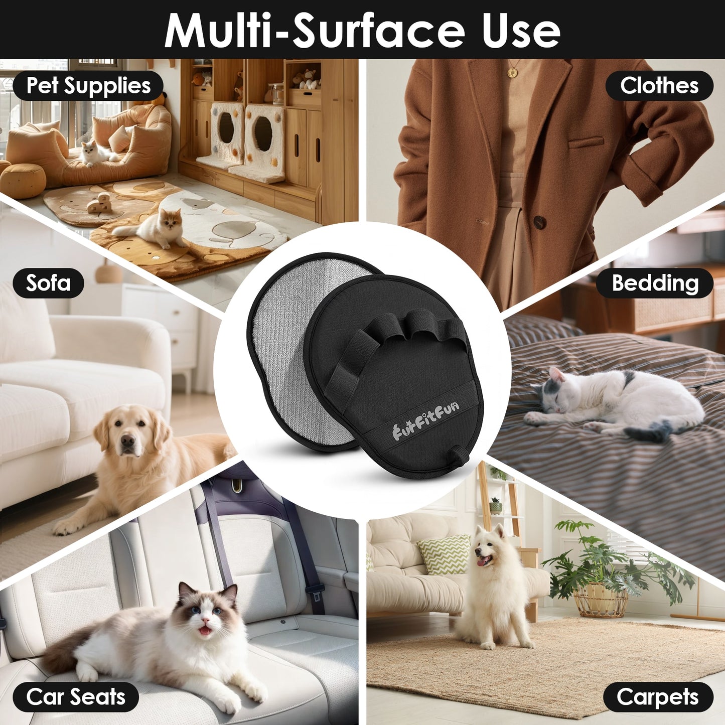 Pet Hair Removal Glove for Cats & Dogs – Reusable Grooming Mitt for Furniture & Carpet
