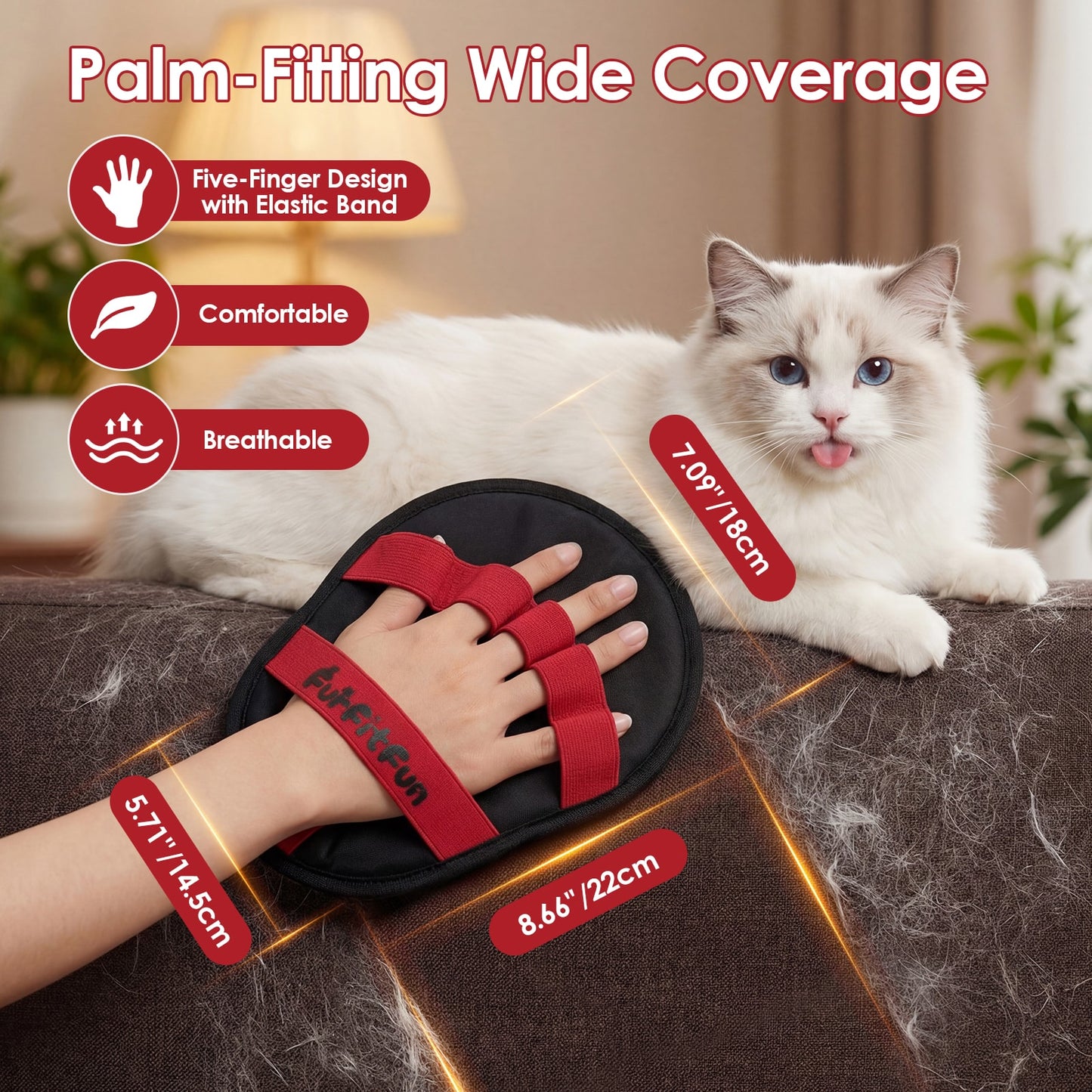 Pet Hair Removal Glove for Cats & Dogs – Reusable Grooming Mitt for Furniture & Carpet