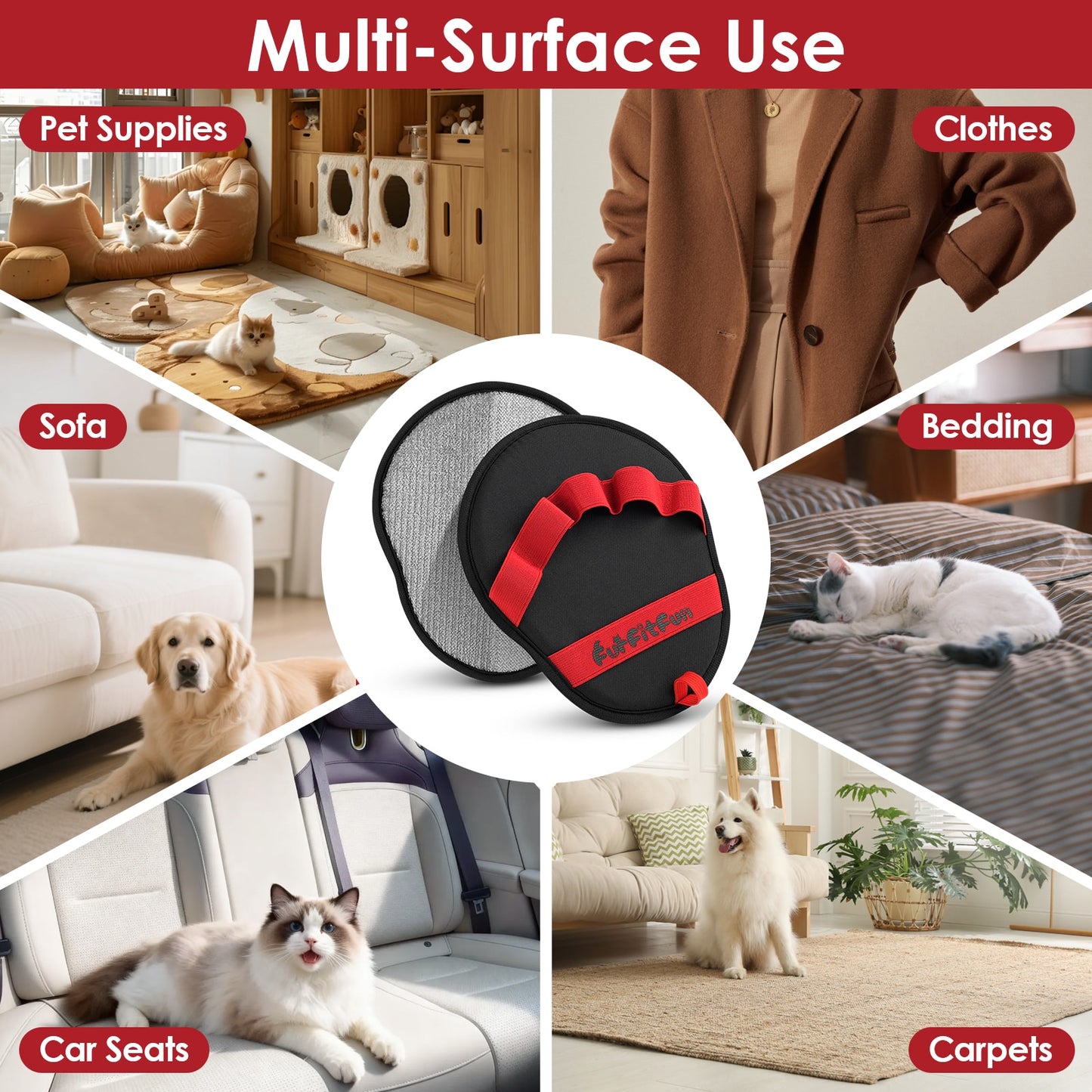 Pet Hair Removal Glove for Cats & Dogs – Reusable Grooming Mitt for Furniture & Carpet