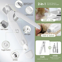 2-in-1 Pet Nail Clippers & Grinder with LED Lights for Cats & Dogs