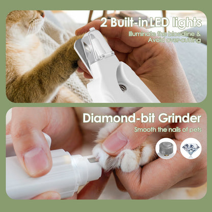2-in-1 Pet Nail Clippers & Grinder with LED Lights for Cats & Dogs