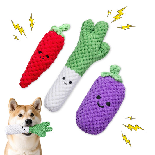 3-Pack Plush Squeaky Dog Toys for Small & Medium Dogs